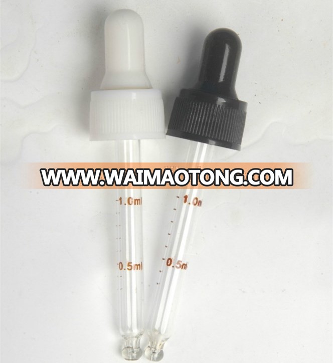 glass dropper with plastic cap and rubber cap